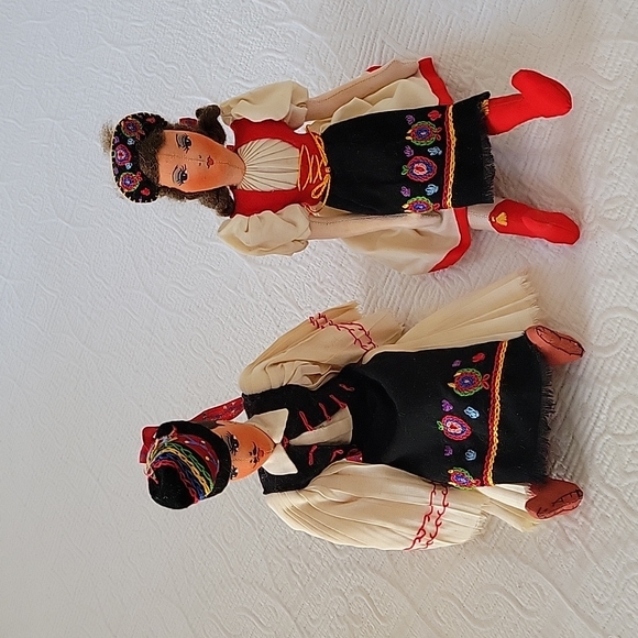 Antique Vintage Norway Couple Handmade Handpainted Cloth Dolls - Picture 8 of 10